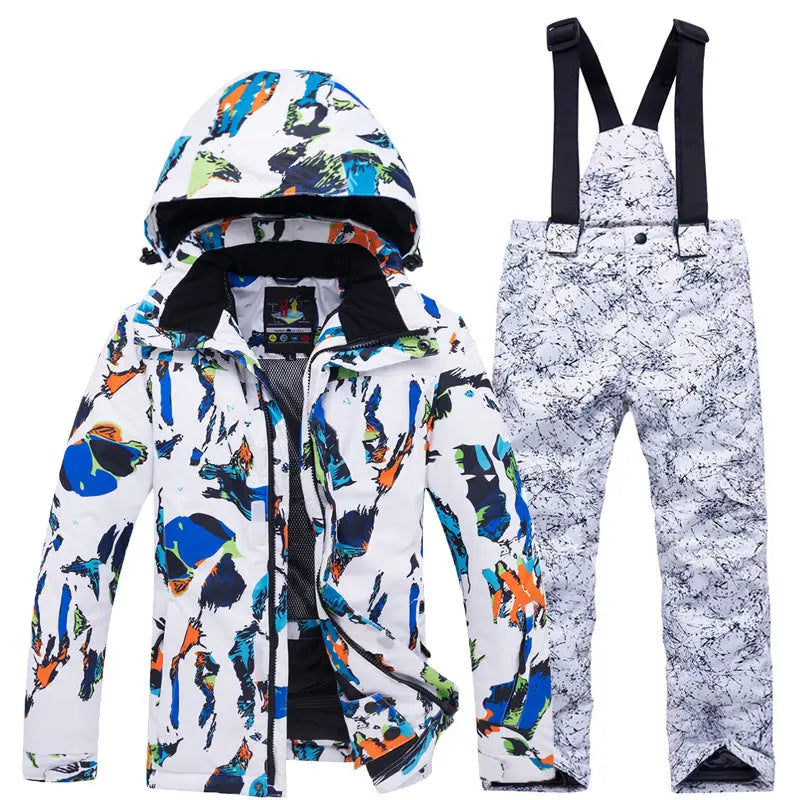 Kids Snowsuit Ski Pants Jacket Waterproof Snowbibs for Boys Girls