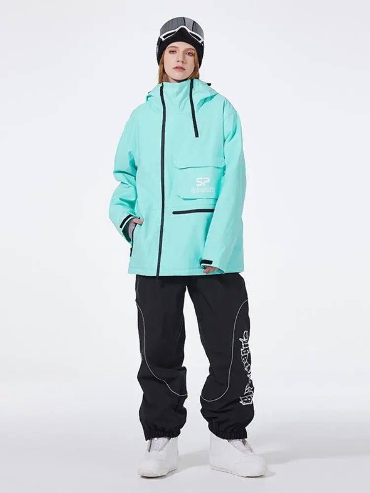 Women's Anorak Snowboarding Suits Zipper Ski Hoodie & Pants Set
