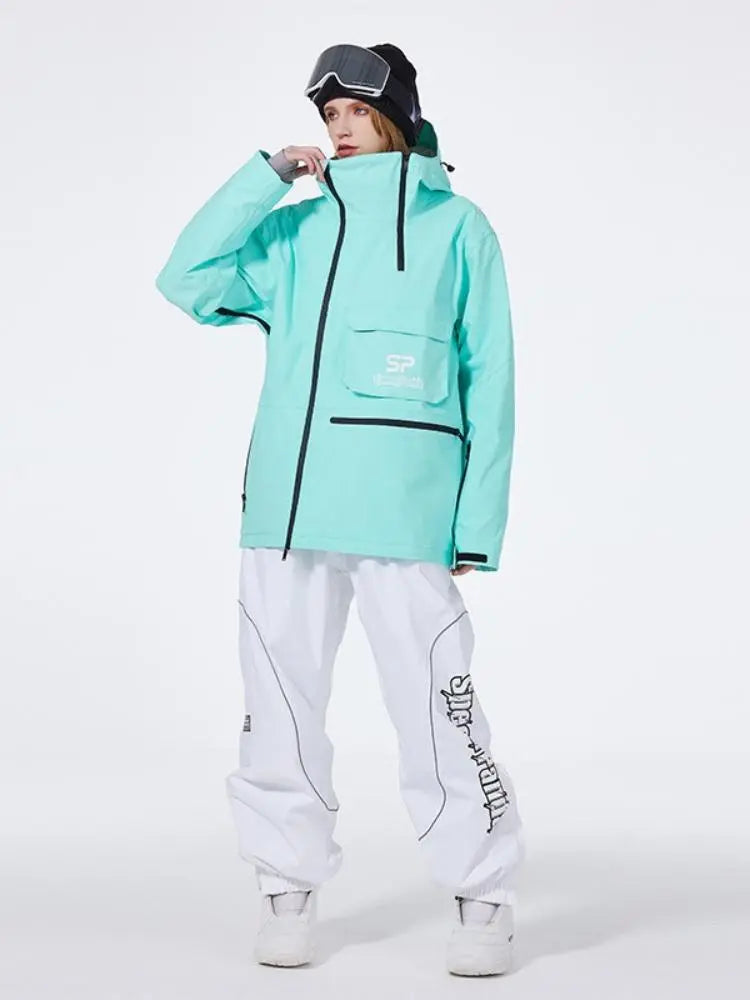 Women's Anorak Snowboarding Suits Zipper Ski Hoodie & Pants Set