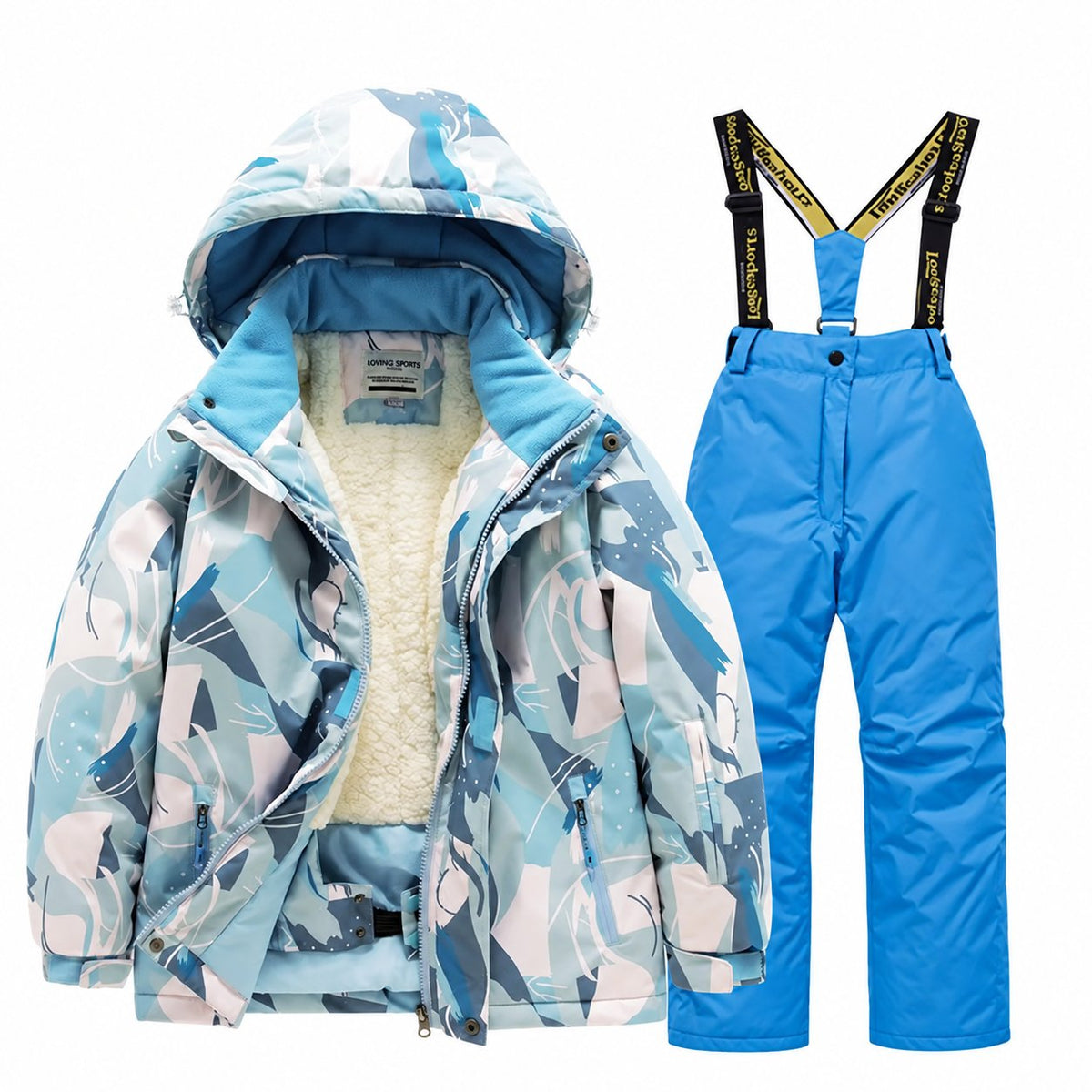 Kids' Printed Winter Ski Jacket and Bib Set