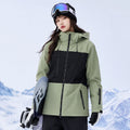 Unisex Color-Panel Hooded Ski Shell Coat