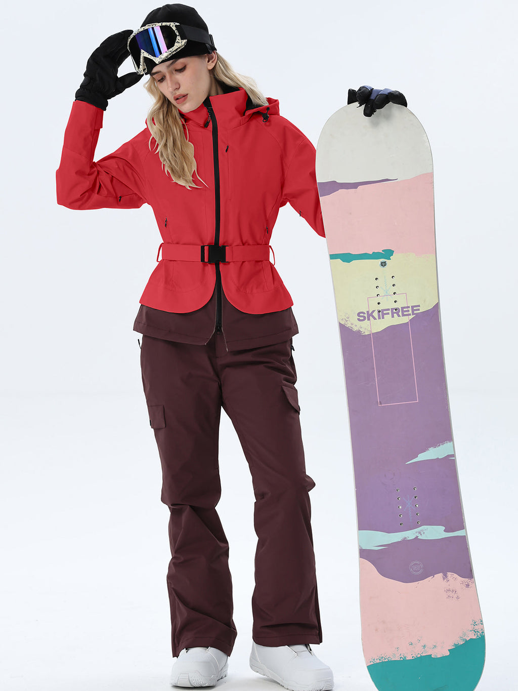 Women's Two-Tone Ski Outfit with Adjustable Waist Belt