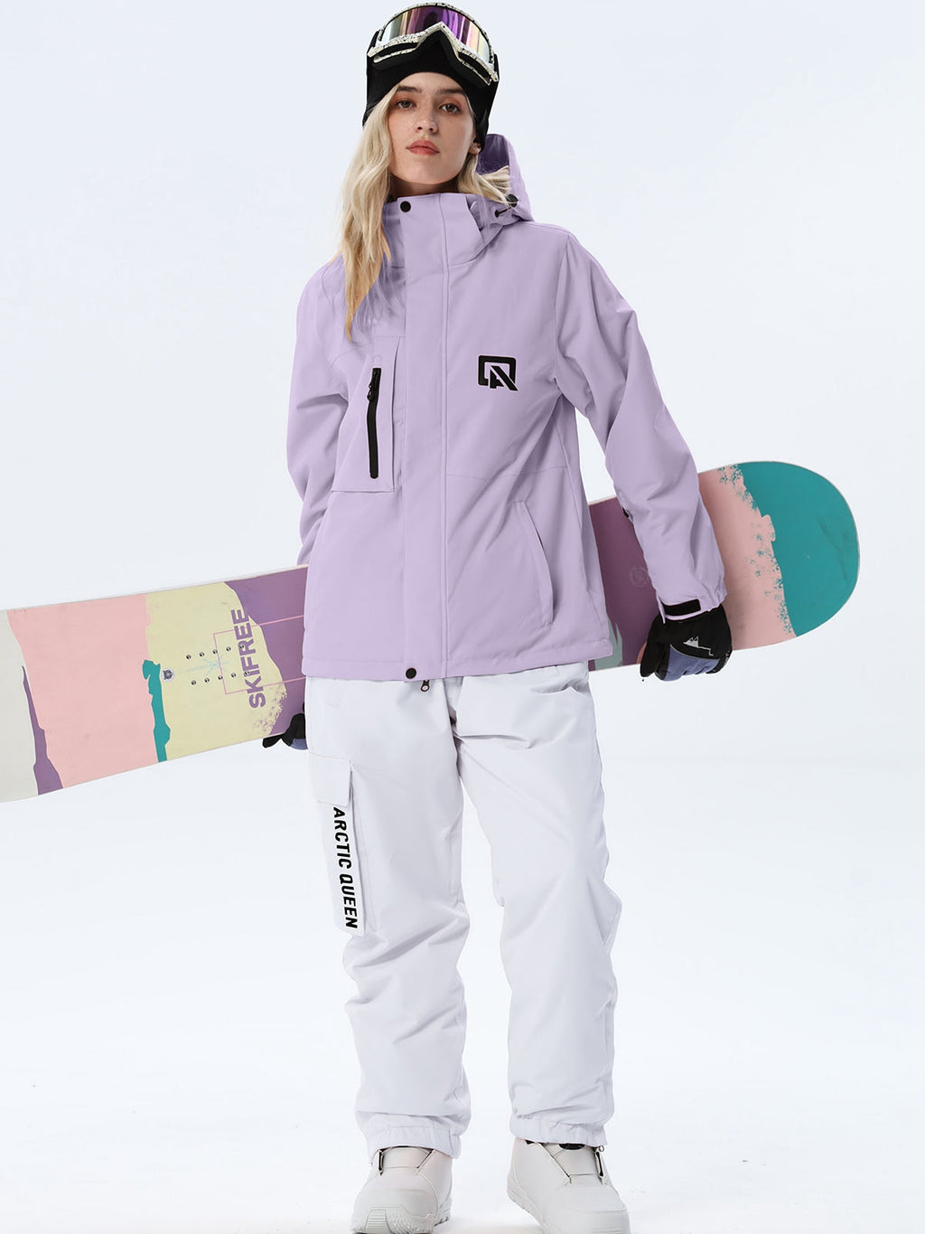 Women's Hooded Ski Jacket and Bib Overalls Combo