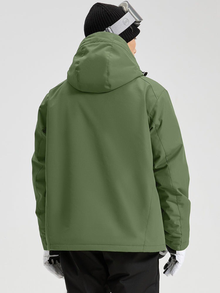 Men's Hooded Cargo Snow Jacket and Bib-Style Pants