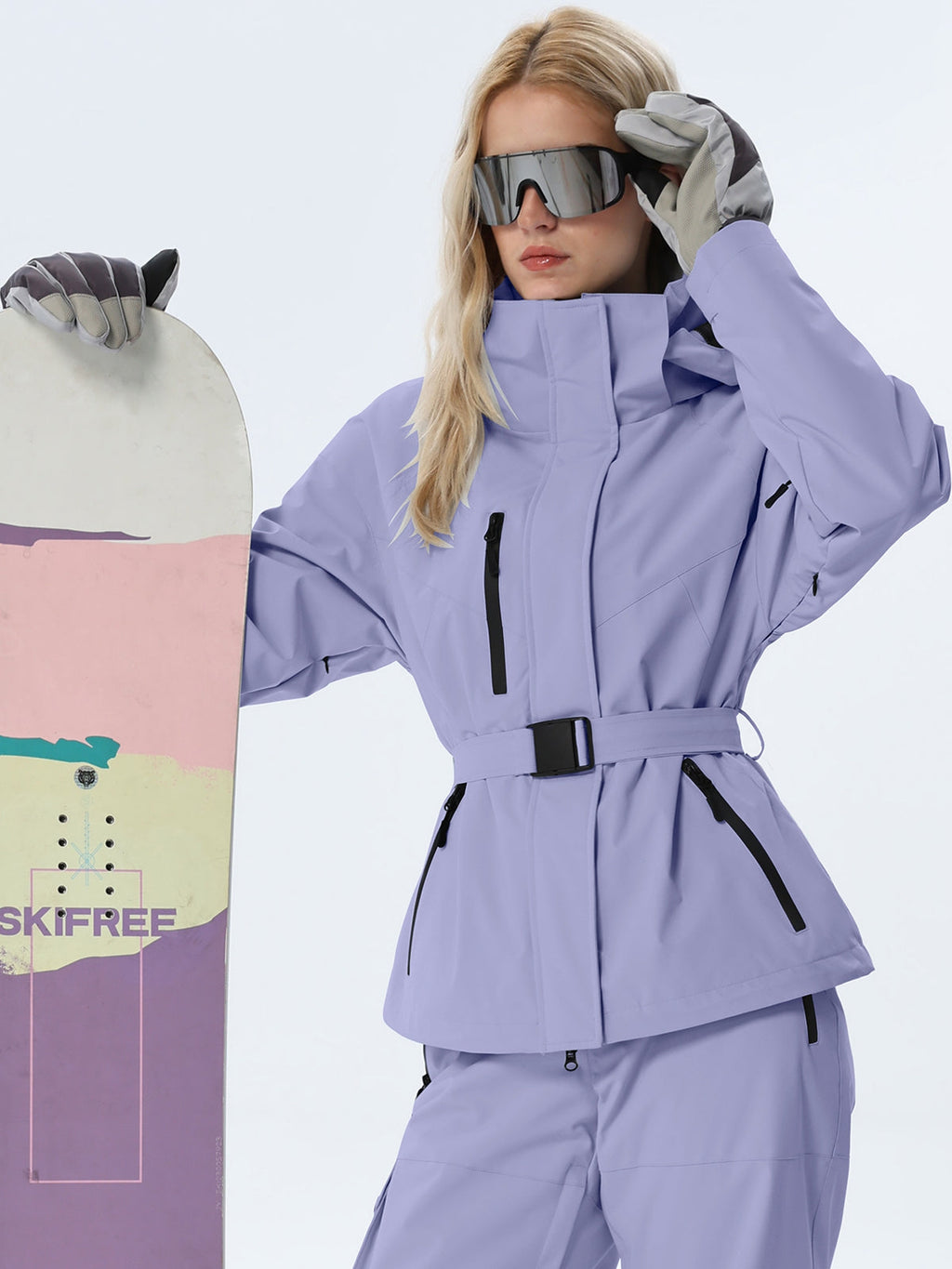 Women's Coordinated Belted Snow Jacket and Pants