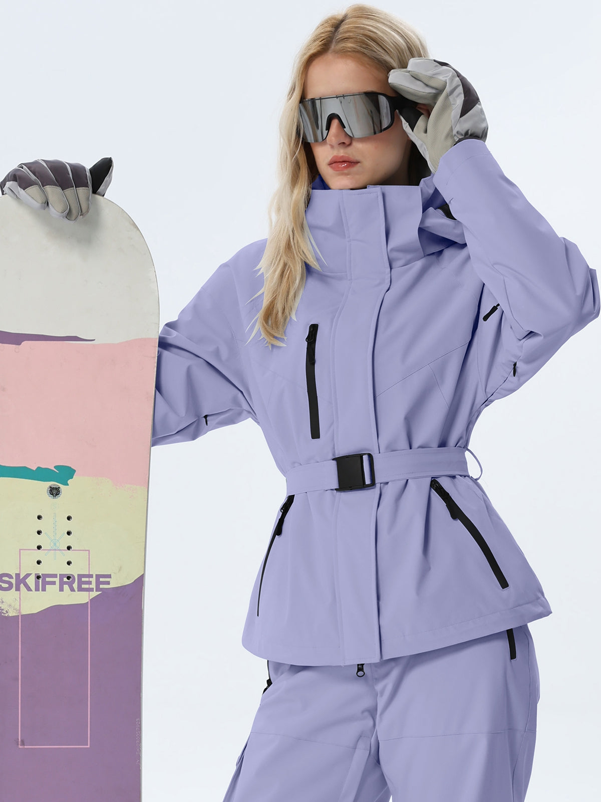 Women's Coordinated Belted Snow Jacket and Pants