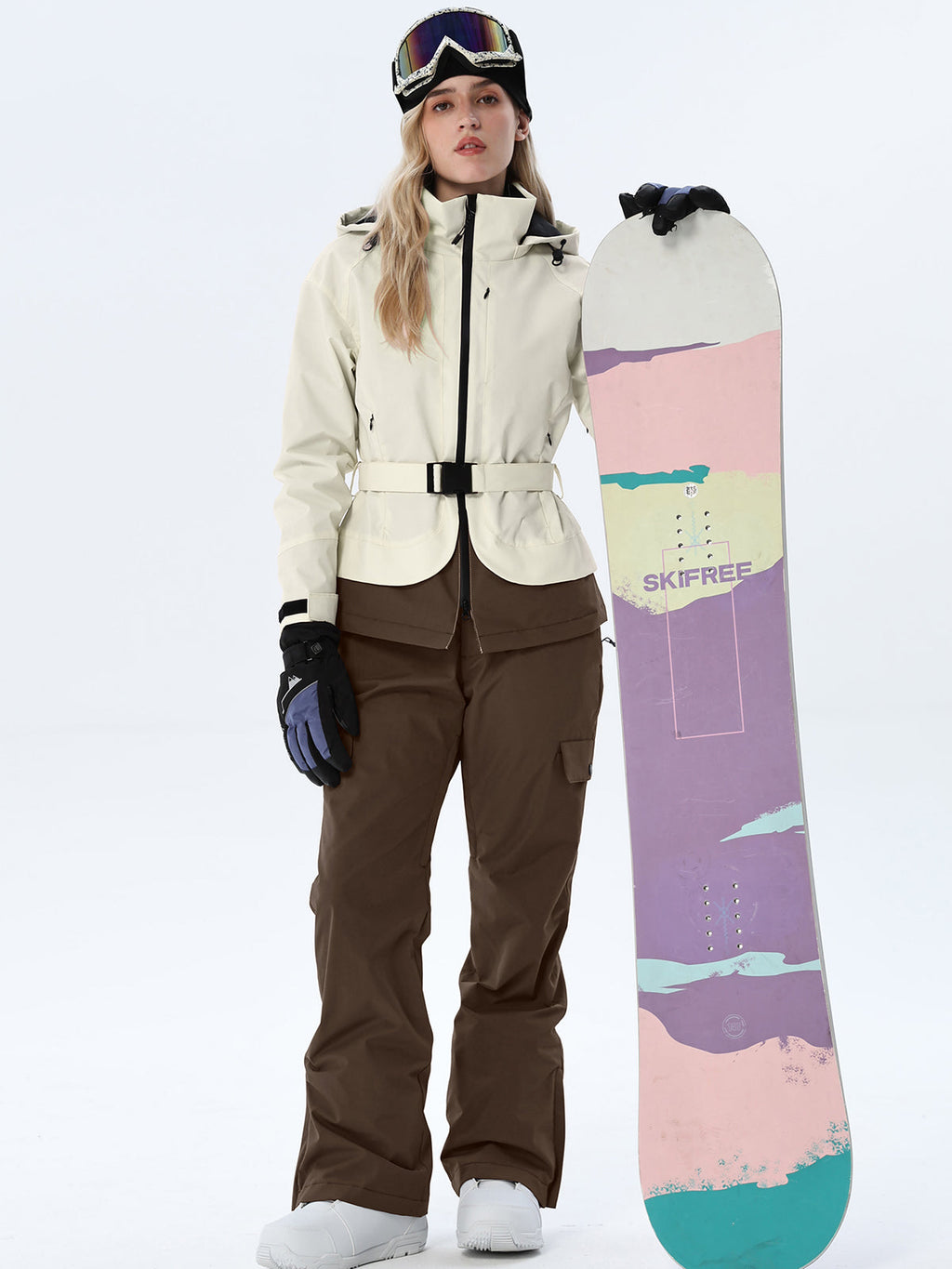 Women's Two-Tone Ski Outfit with Adjustable Waist Belt