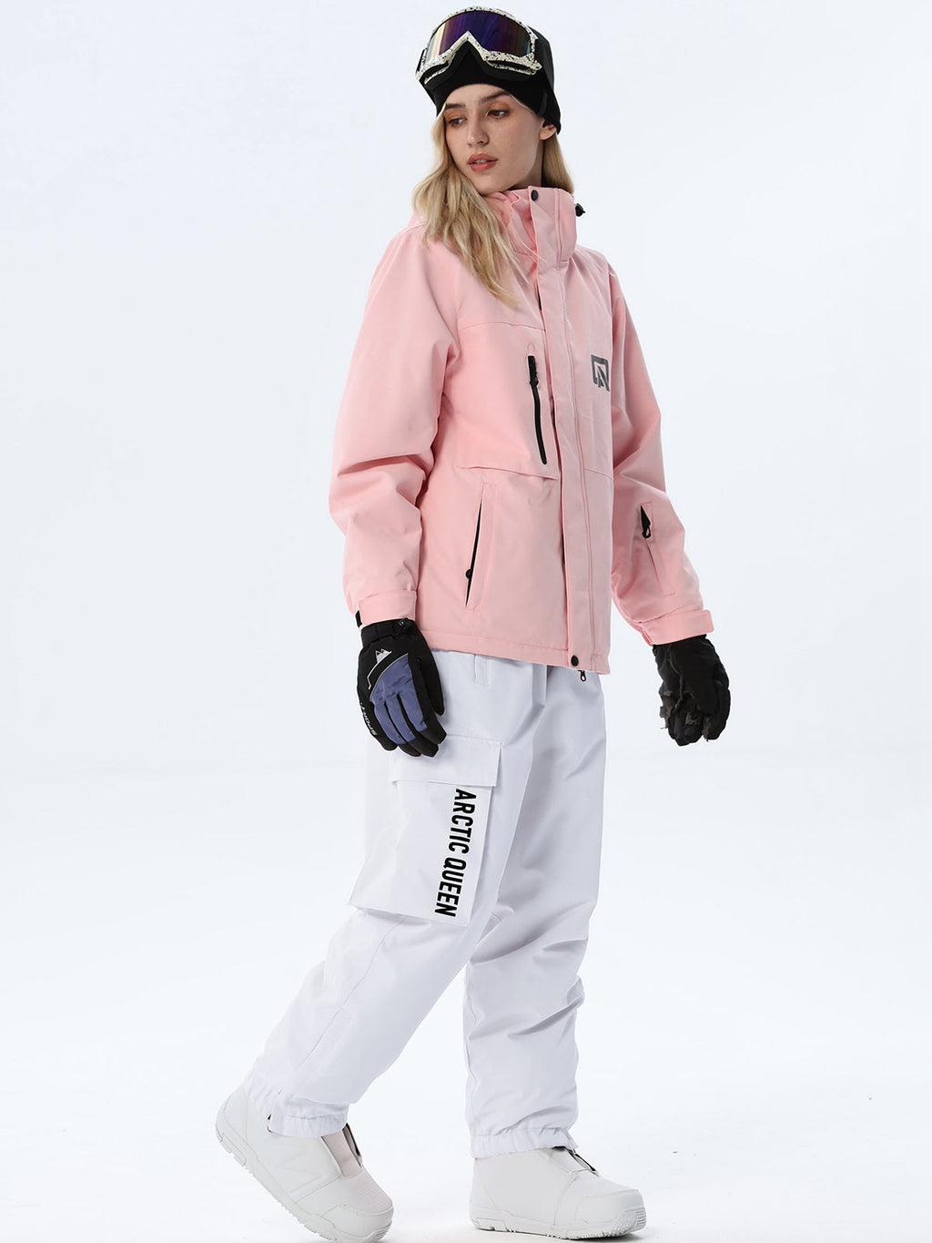Women's Hooded Ski Jacket and Bib Overalls Combo