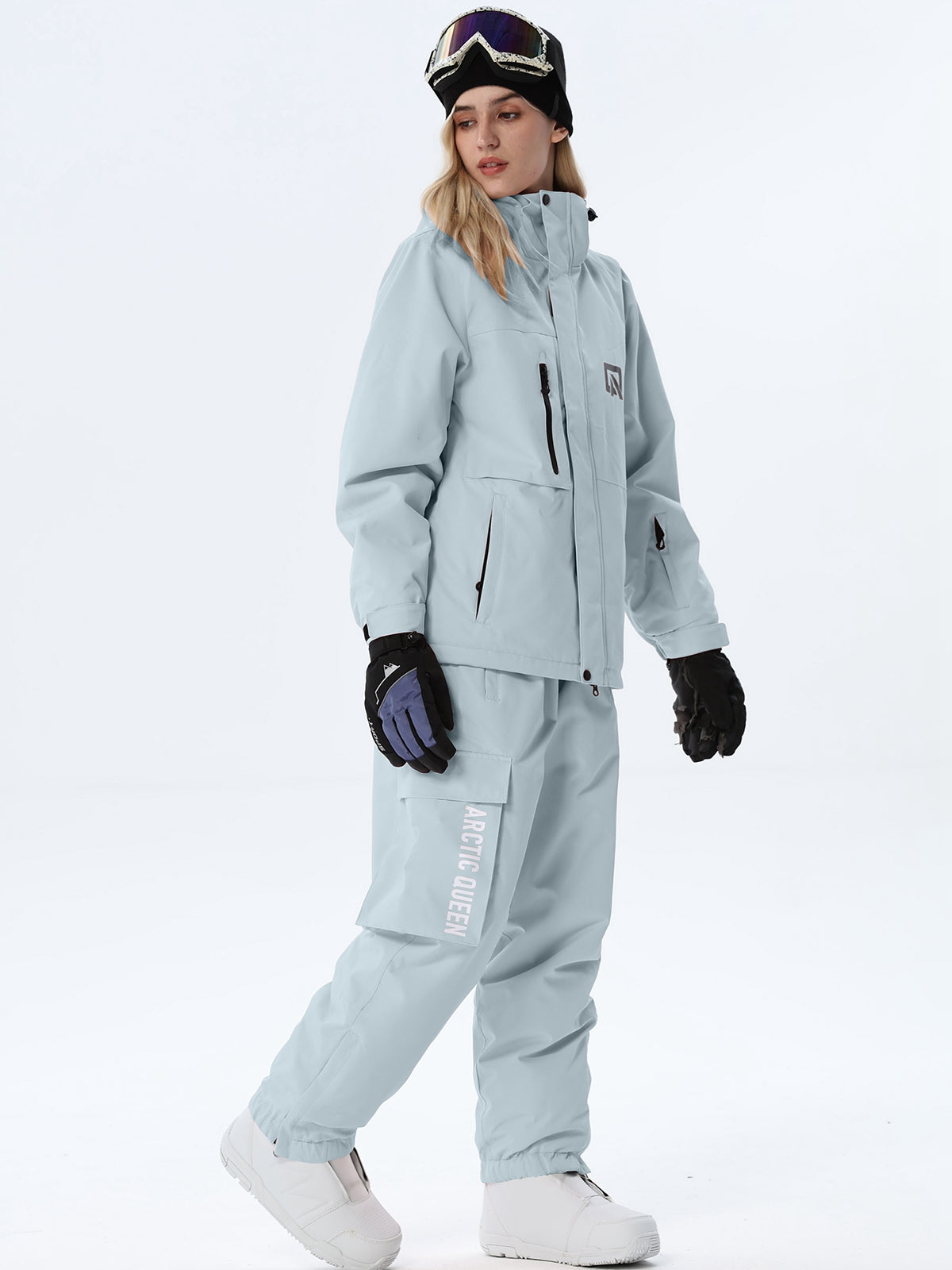 Women's Hooded Ski Jacket and Bib Overalls Combo