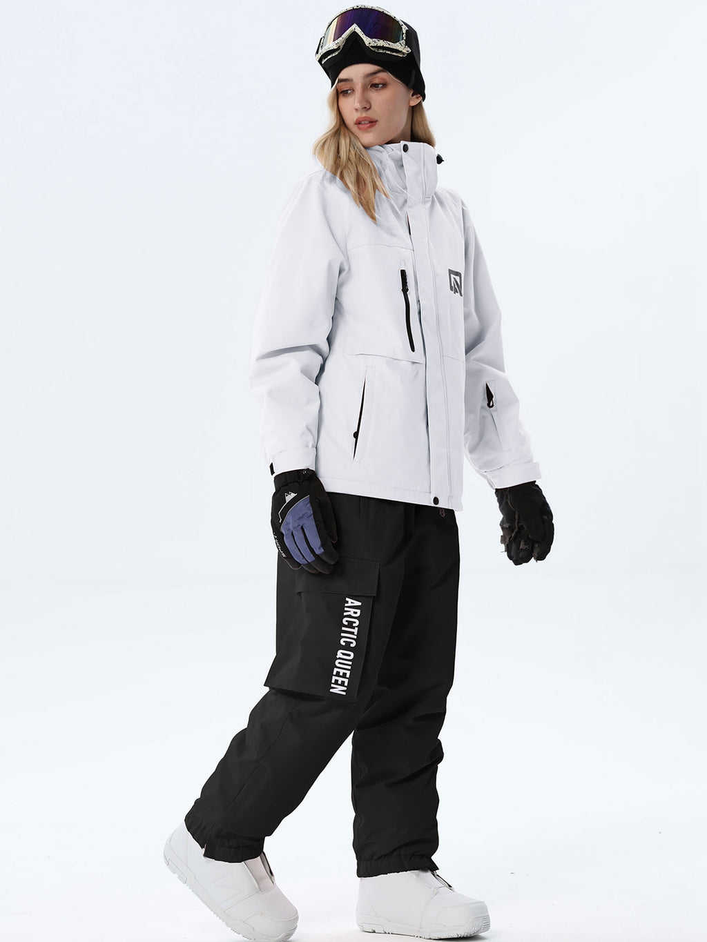 Women's Hooded Ski Jacket and Bib Overalls Combo