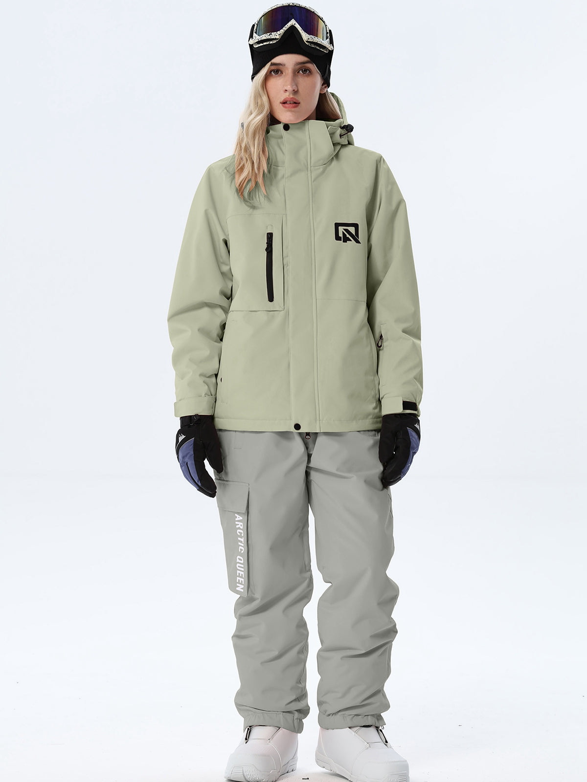 Women's Hooded Ski Jacket and Bib Overalls Combo