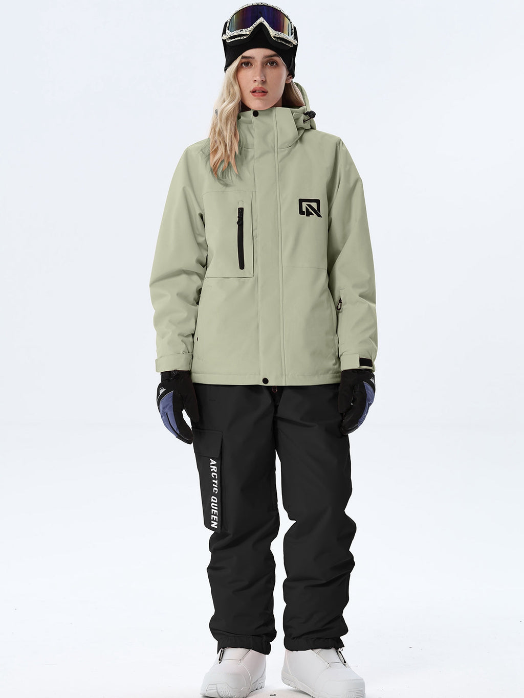Women's Hooded Ski Jacket and Bib Overalls Combo