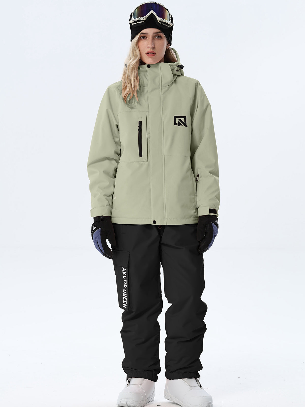 Women's Hooded Ski Jacket and Bib Overalls Combo