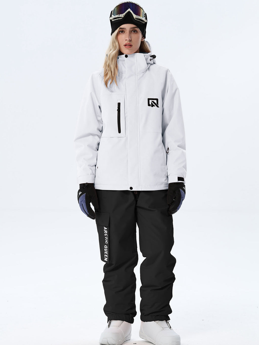 Women's Hooded Ski Jacket and Bib Overalls Combo