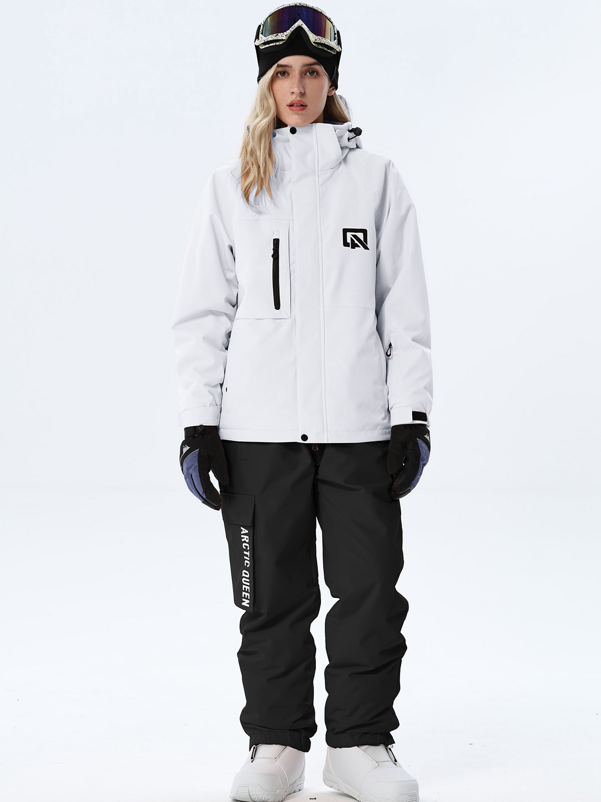 Women's Hooded Ski Jacket and Bib Overalls Combo