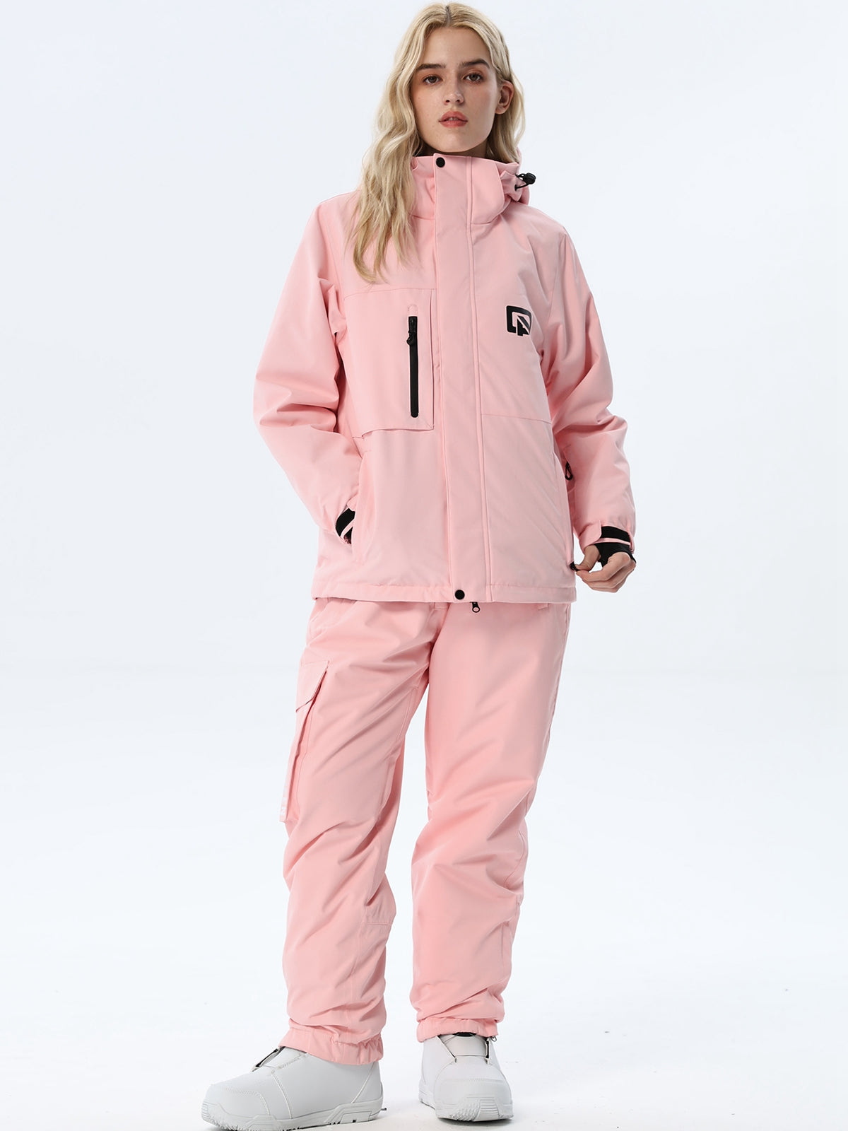Women's Hooded Ski Jacket and Bib Overalls Combo