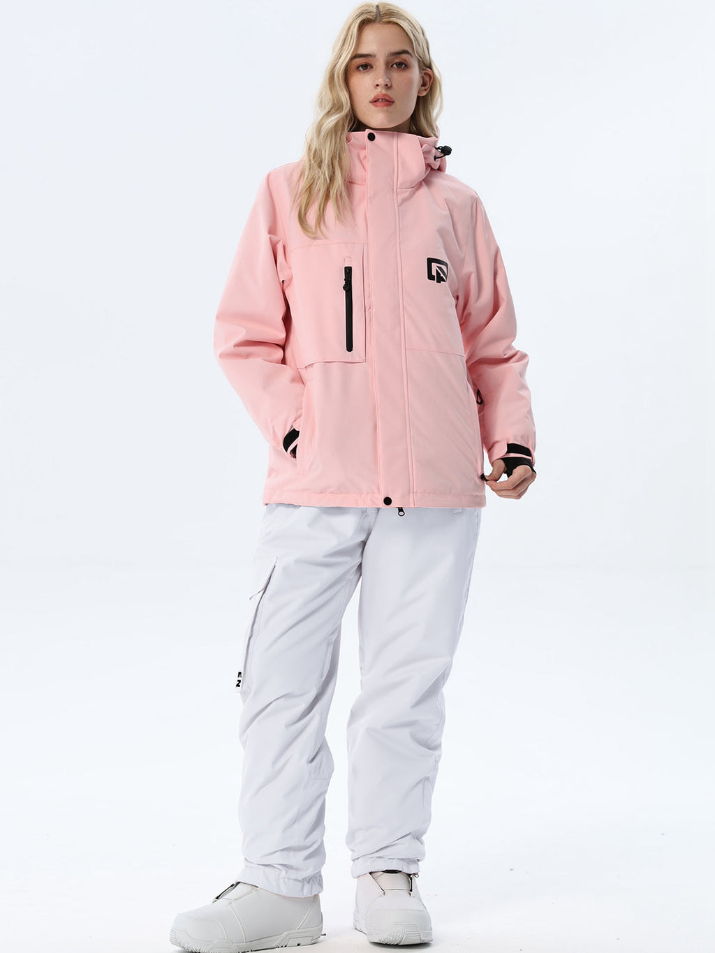 Women's Hooded Ski Jacket and Bib Overalls Combo