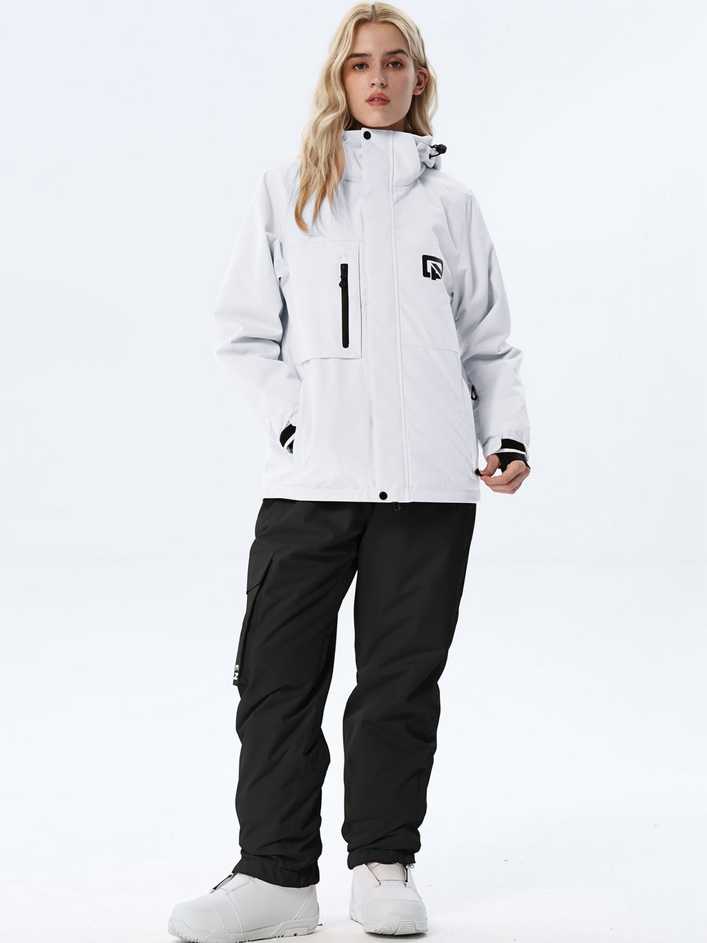 Women's Hooded Ski Jacket and Bib Overalls Combo