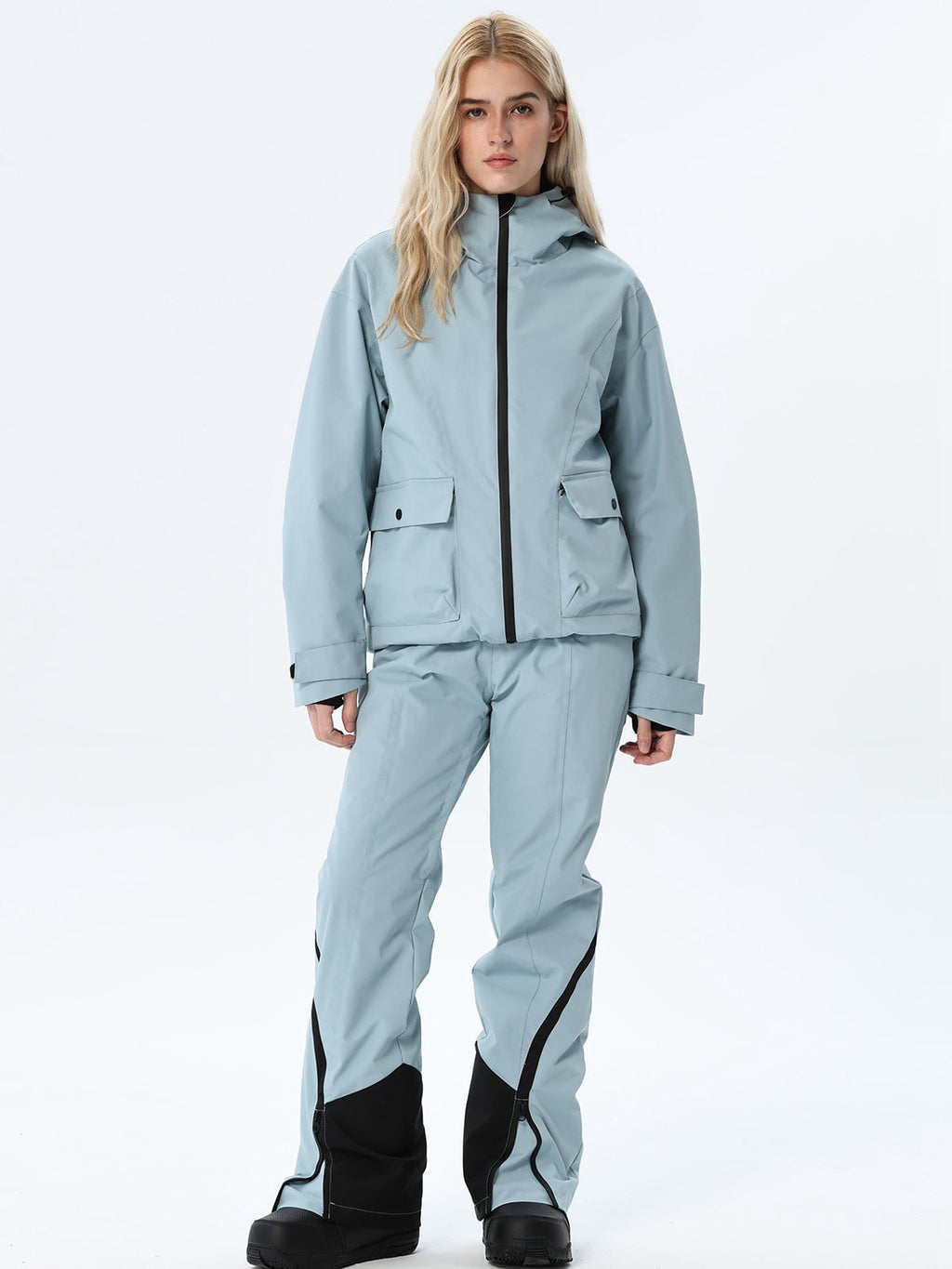 Women's Hooded Utility Snow Set with Flap Pockets