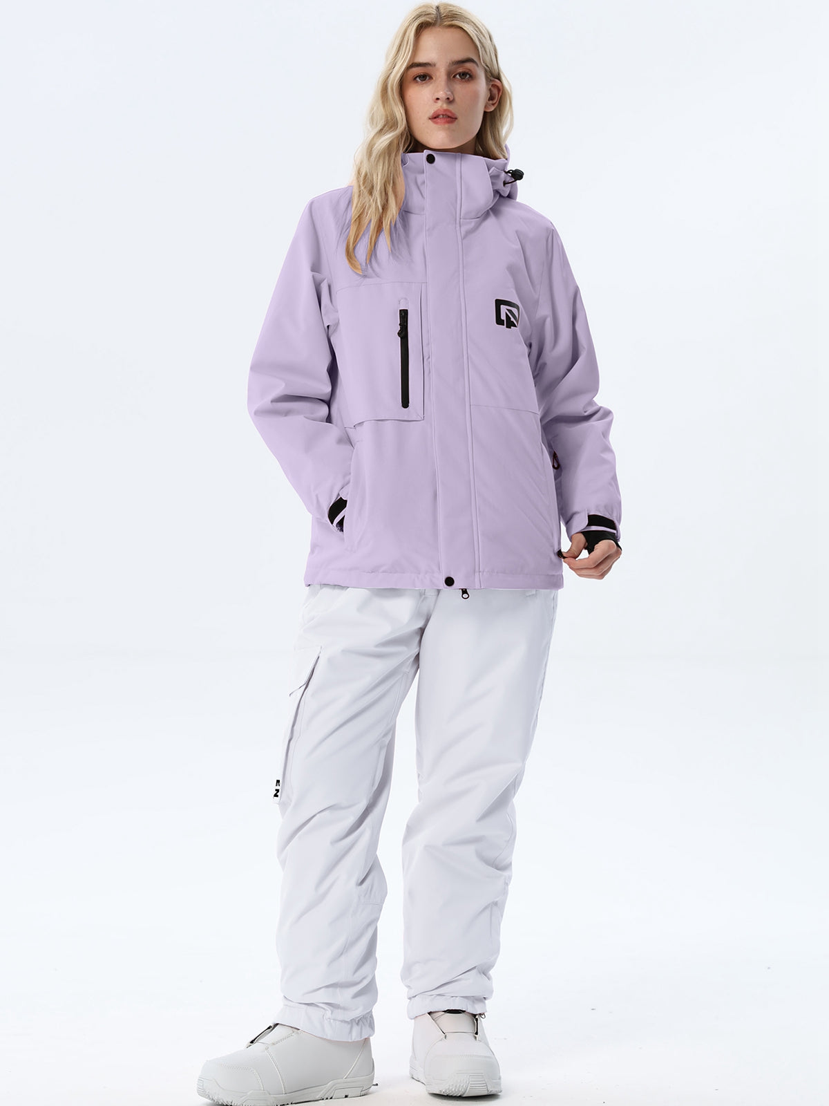 Women's Hooded Ski Jacket and Bib Overalls Combo
