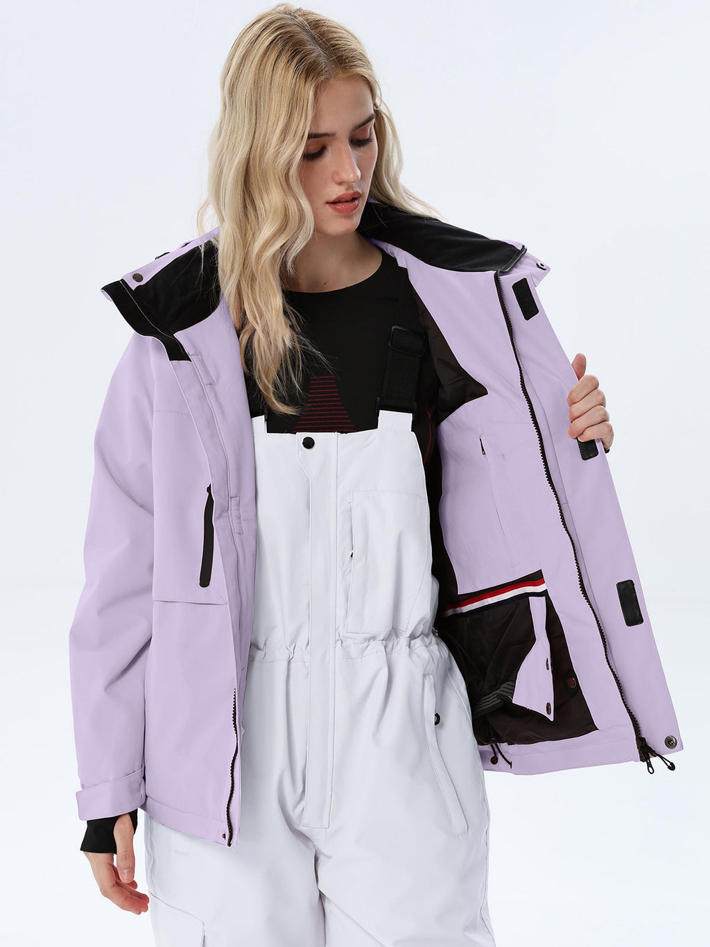 Women's Hooded Ski Jacket and Bib Overalls Combo