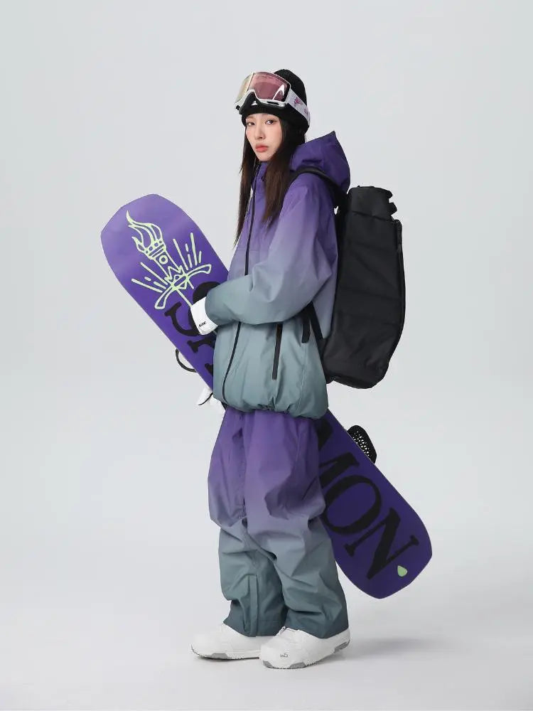 Women Unique 3L Gradient Snowsuits Durable Ski Jacket and Pants