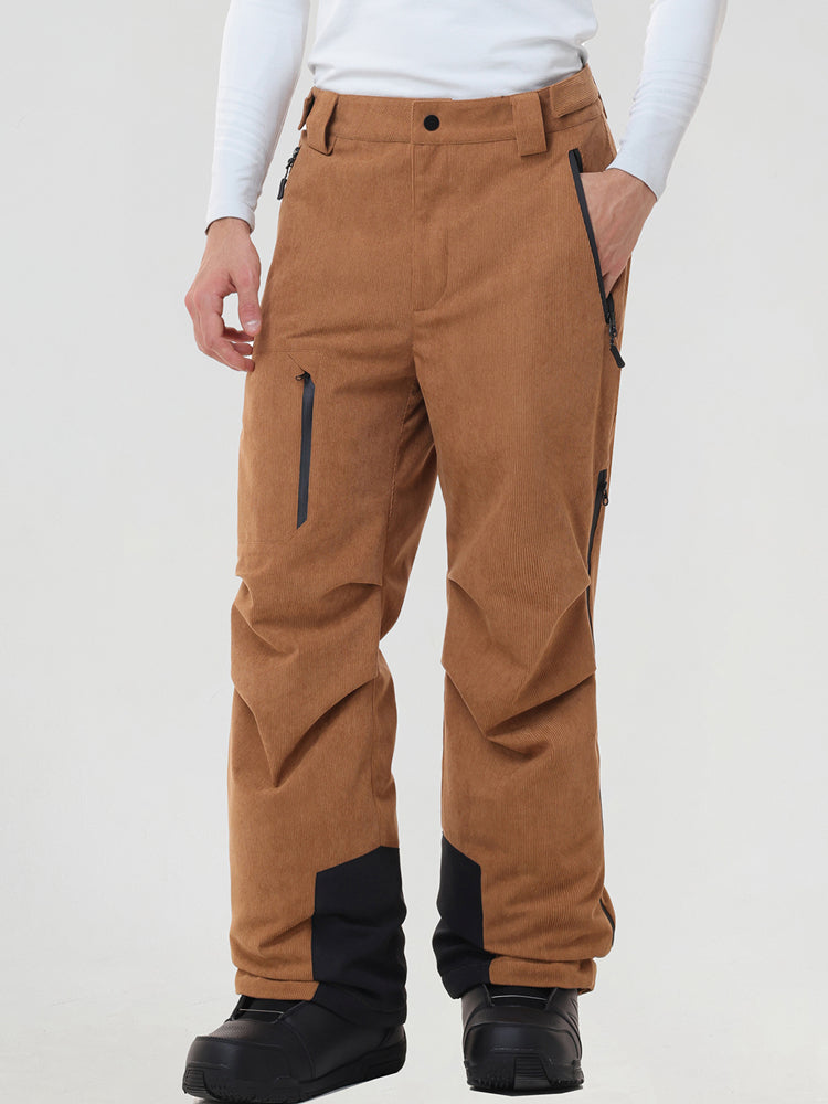 Men's Padded Cargo Snow Trousers with Waist Adjusters