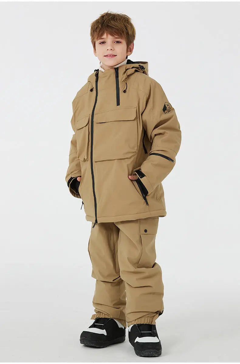 Children Outdoor Thick Ski & Snowboard Jackets Pants Set