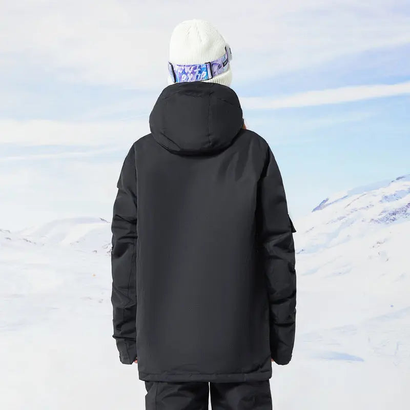 Classical Cargo Snowboarding Jacket Women Solid Color Ski Coat
