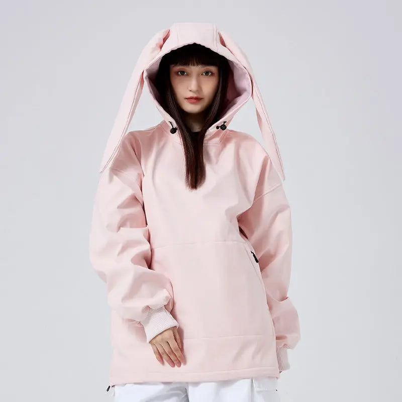 Cute Bunny Ski & Snowboard Fleece Hoodies Couple Style