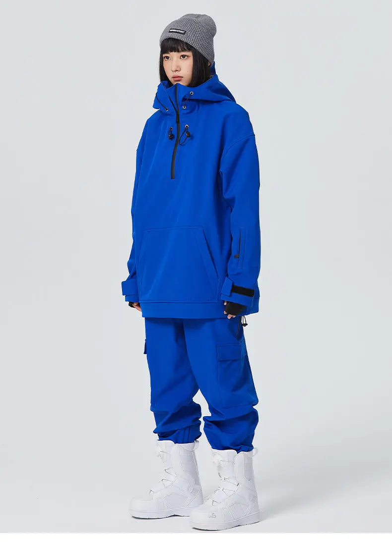 Female 2 Pieces Ski Suits Hoodie Jacket & Loose Fit Pants