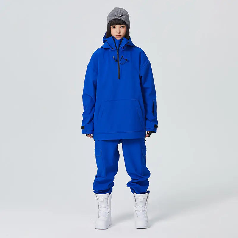 Female 2 Pieces Ski Suits Hoodie Jacket & Loose Fit Pants