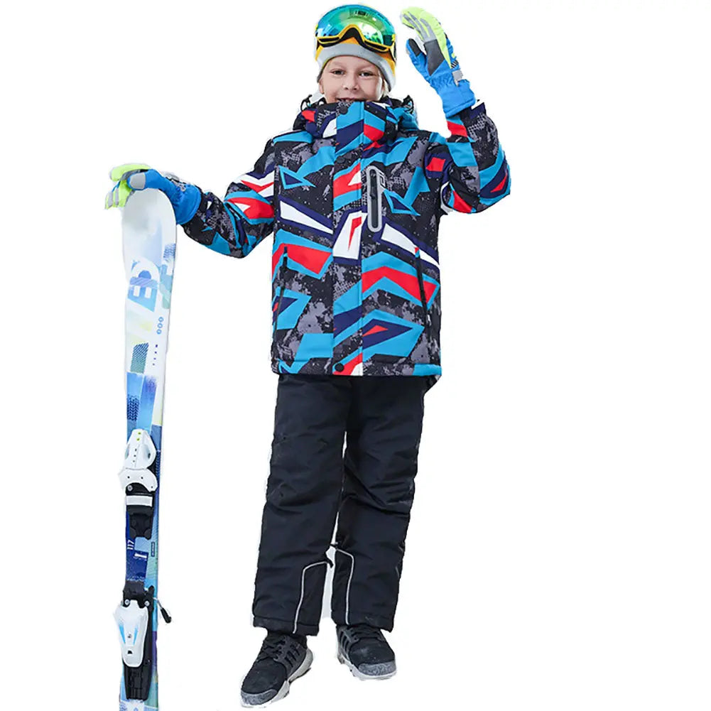 Boys Girls Winter Snow Coat & Snow Pants Printed Warm Outwear