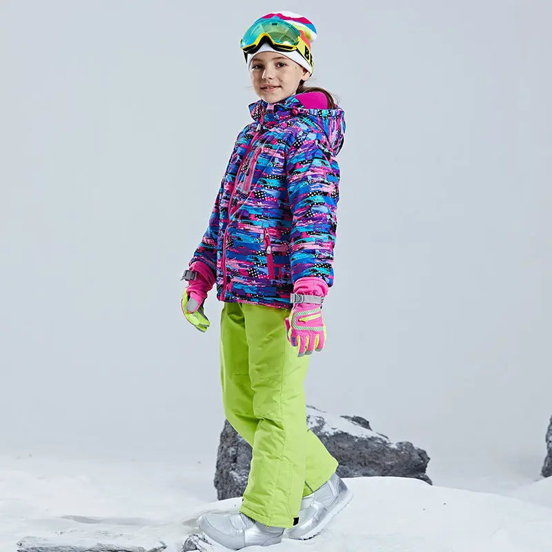 HOTIAN Girls Ski Jacket & Pants Set Kids Snowsuits
