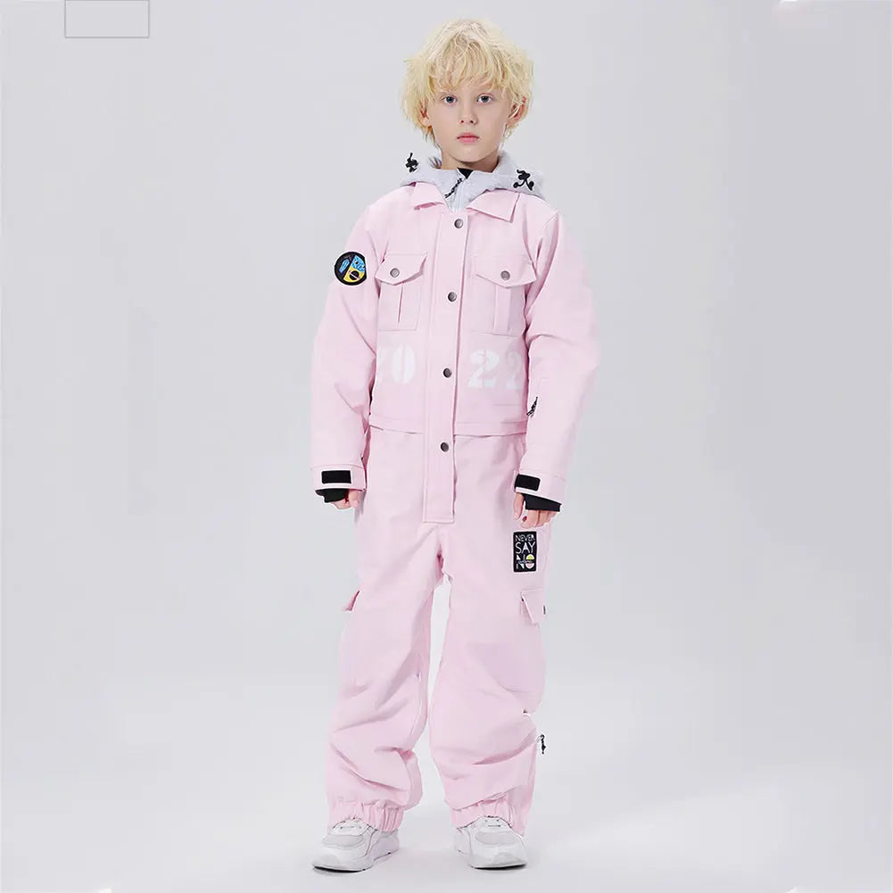 Hotian Boy One Piece Snowsuits Breathable Contrast Hooded