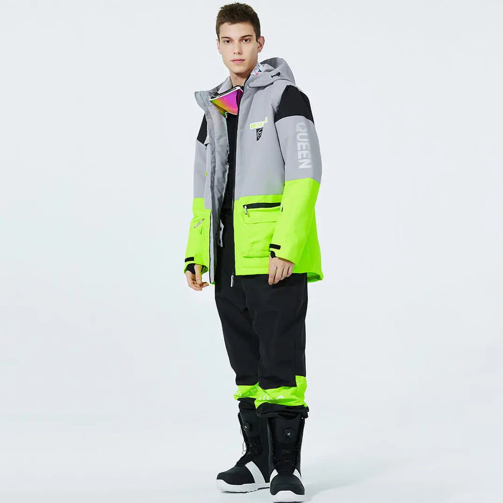 Hotian Men Ski Insulated Cargo Jacket Waterproof Outdoor Coat