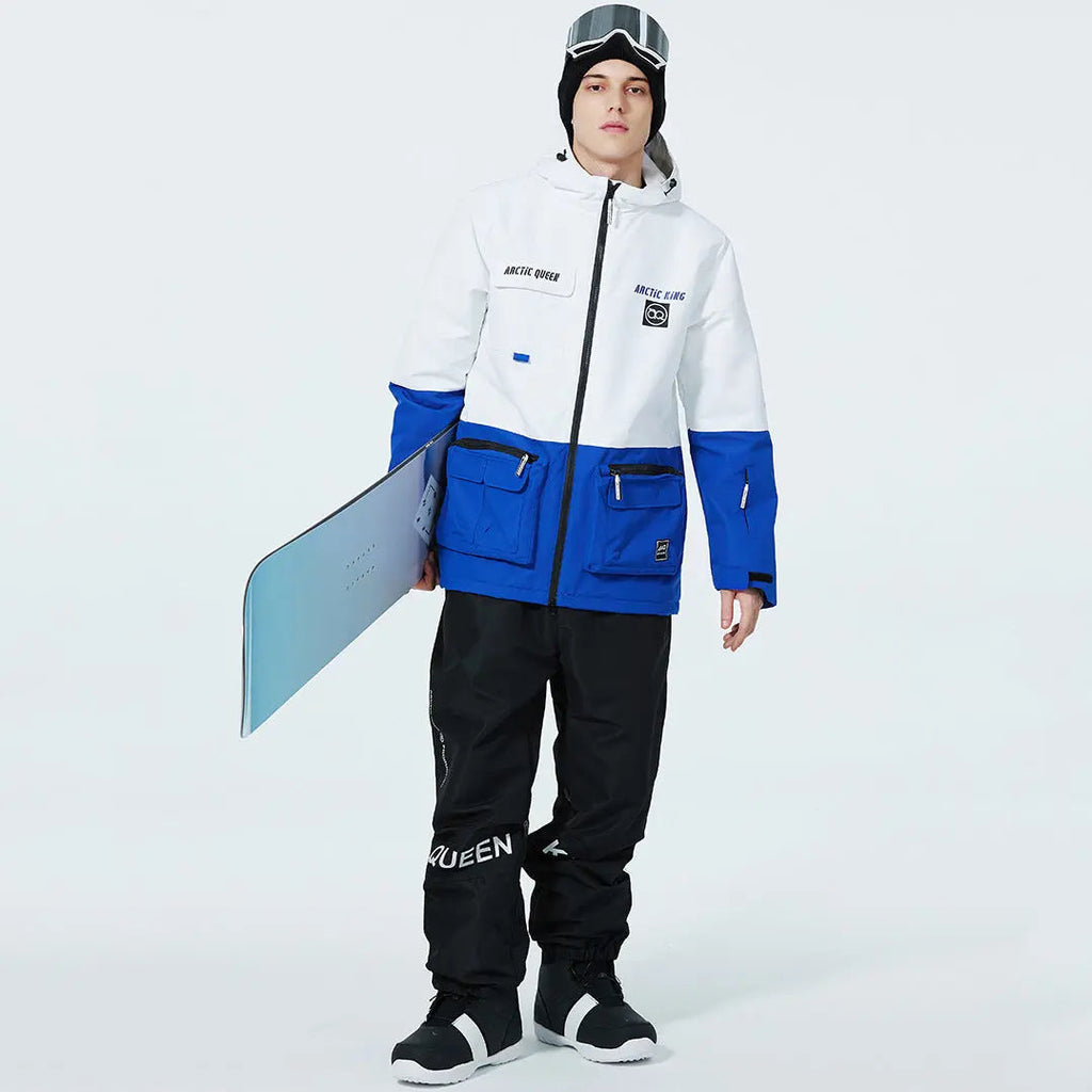 Hotian Men Ski Insulated Cargo Jacket Waterproof Outdoor Coat