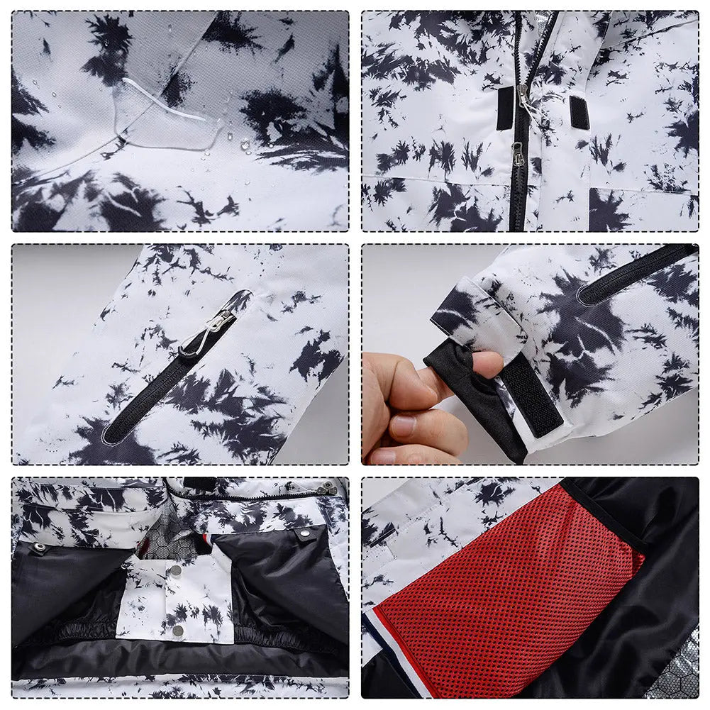 Women Hooded Insulated Snow Jacket Printed Ski Coat for Outdoor Sports