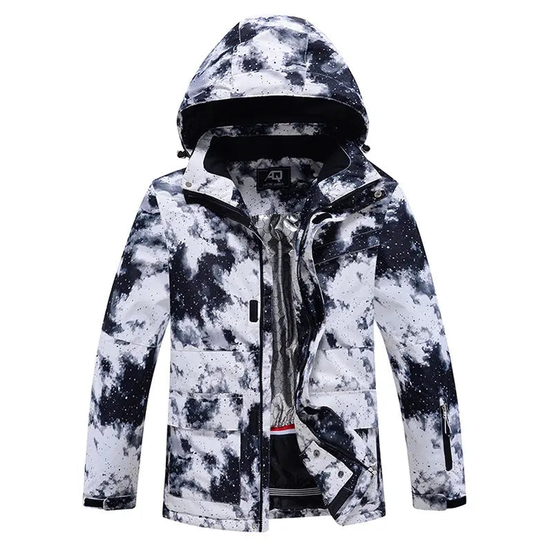 Women Hooded Insulated Snow Jacket Printed Ski Coat for Outdoor Sports