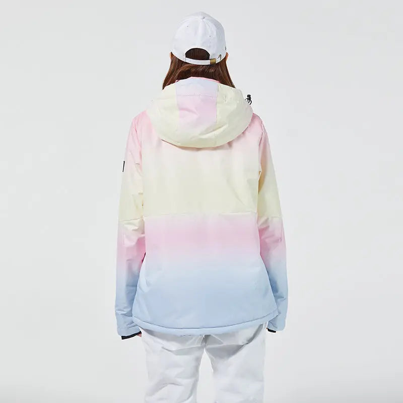Cute Girls Rainbow Printed Ski Snowboard Cargo Jacket