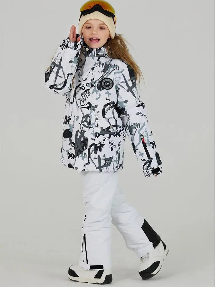 Kids Outdoor Ski Jacket & Pants Set Insulated Snowboard Outwear