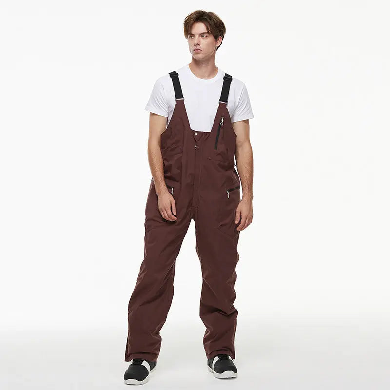 Loose Fit Ski Snow Bibs for Adult Warm One-piece Snow Overalls