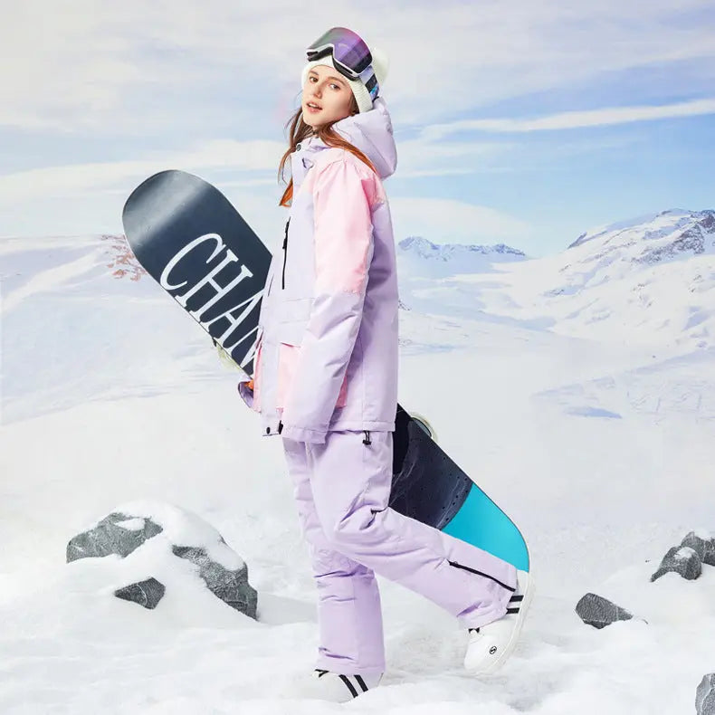 Stylish Womens Snowboard Outfits 2 Pieces Ski Overalls