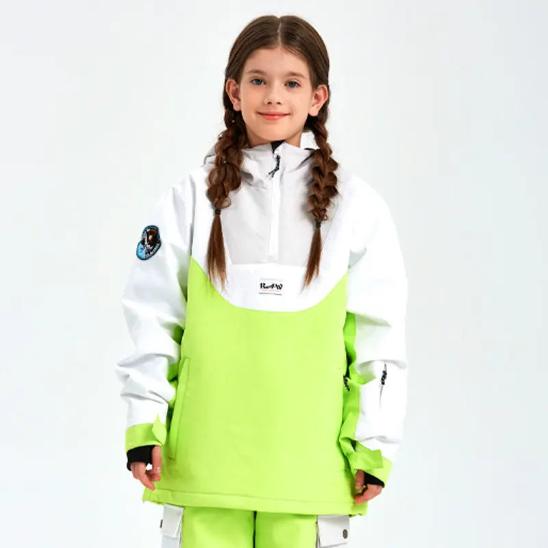 Unisex Anorak Snow Ski Jacket Kids Insulated Half-zip Snow Pullover
