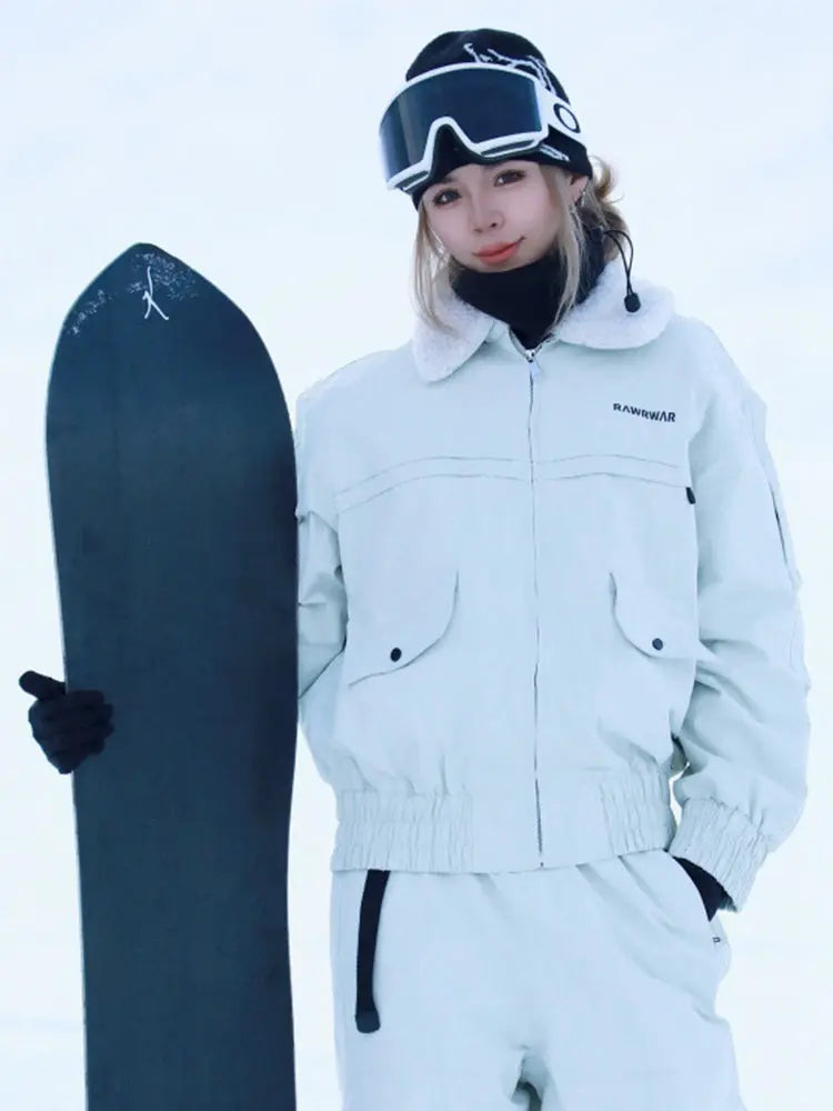 Unisex Sherpa Collar Ski Jacket — Warm Insulated Snowboard Coat