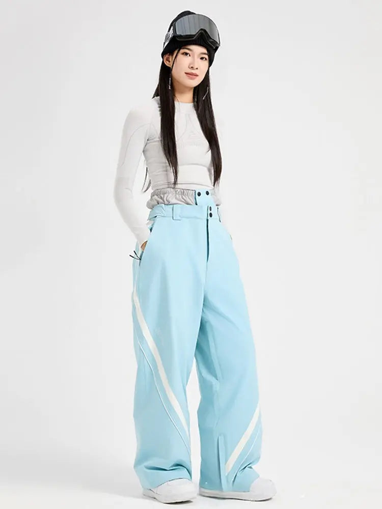 Women 3L Windproof Snow Pants Baggy Ski Trousers