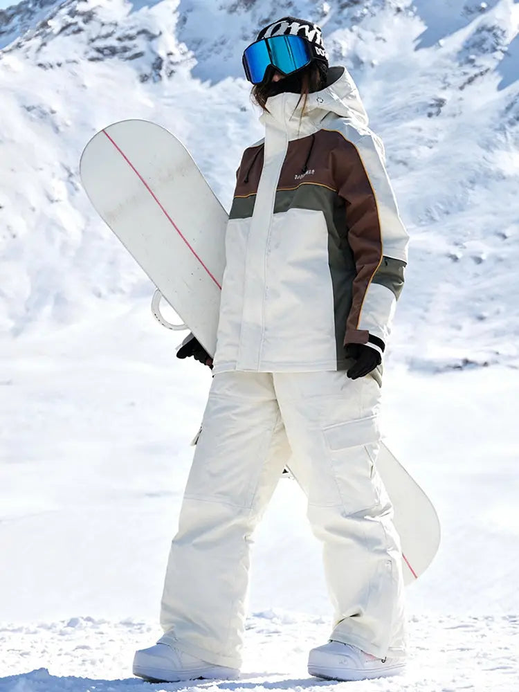 Women Men Color Blocking Snowsuits Winter Cargo Ski Outfits
