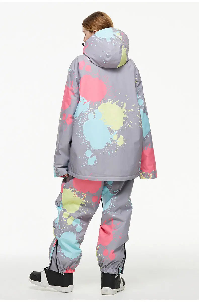 Women Tie-Dye Snow Jacket & Baggy Pants