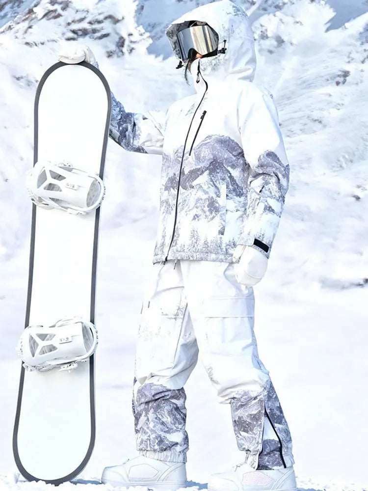 Women Printed Snow Pants Breathable Baggy Ski Pants