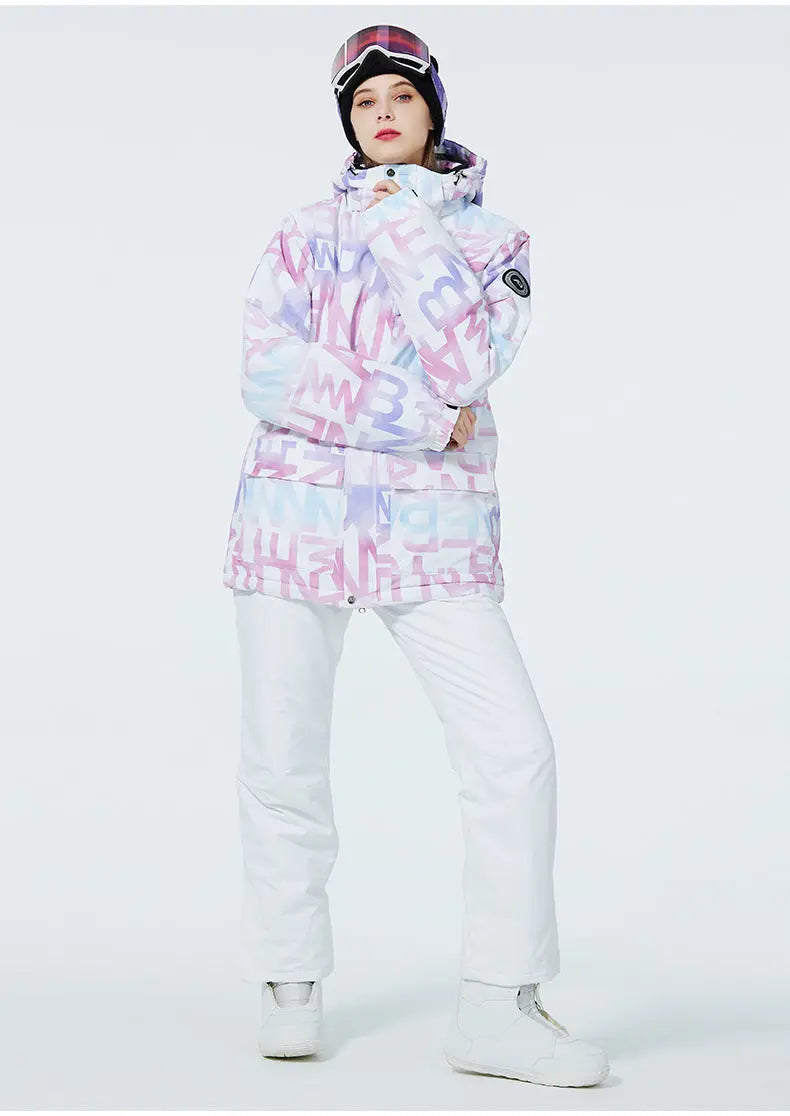 Women Printed Ski Set Insulated jacket & Bibs Pants